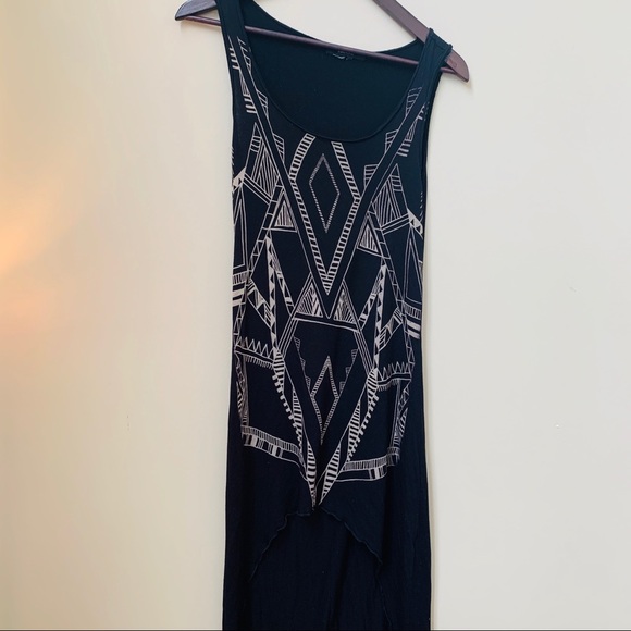 👗 BLACK HIGH LOW GEOMETRIC DRESS - Picture 2 of 2